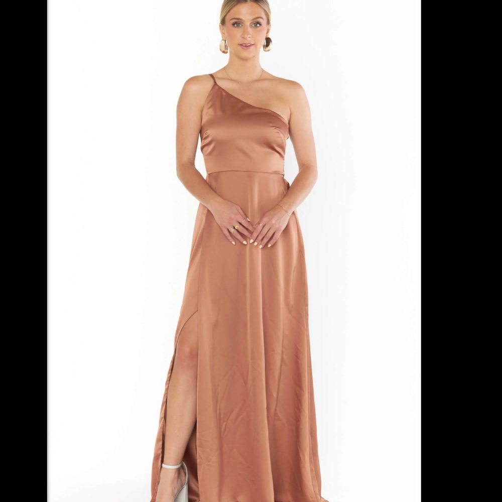 Show Me Your Mumu Shannon One Shoulder Maxi Dress, Copper Luxe